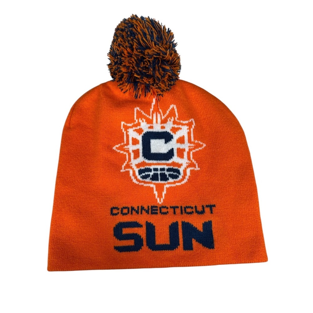 New Era Connecticut Sun 2024 Team Pom Knit Beanie Hat WNBA Preowned Fan Gear